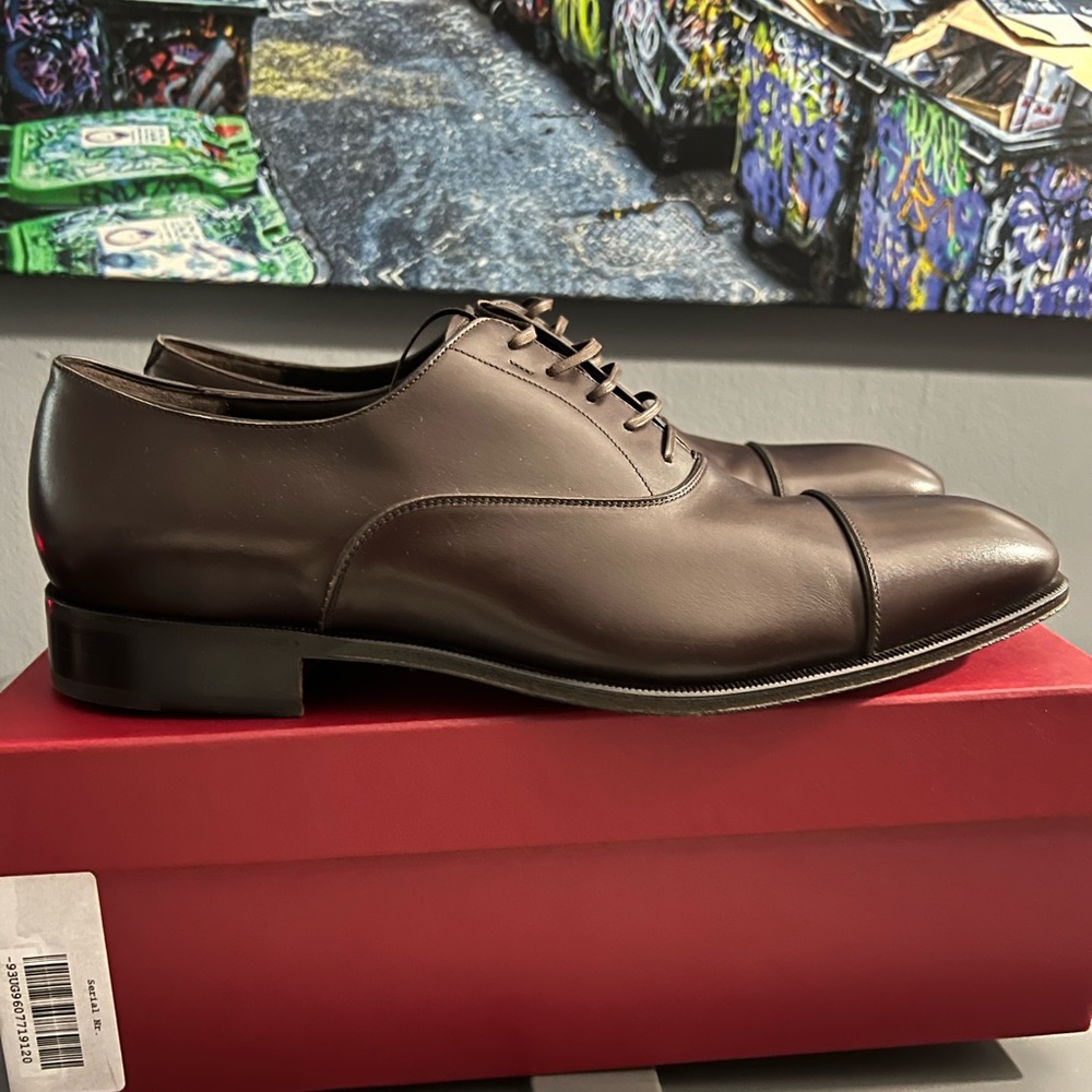 Salvatore Ferragamo Luce Calfskin Cap Toe Oxford Auburn size12